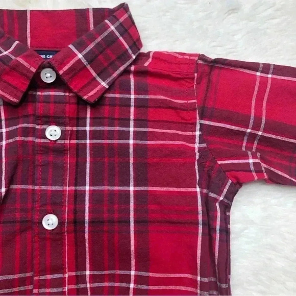 The Children’s Place Onesie Red/Black/White Plaid collared Buttoned 3-6 Months - Picture 11 of 16